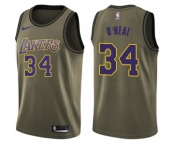 Men's Nike Los Angeles Lakers #34 Shaquille O'Neal Swingman Green Salute to Service NBA Jersey