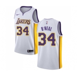 Men's Nike Los Angeles Lakers #34 Shaquille O'Neal Swingman White NBA Jersey - Association Edition