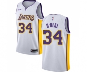 Men's Nike Los Angeles Lakers #34 Shaquille O'Neal Swingman White NBA Jersey - Association Edition