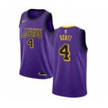 Men's Nike Los Angeles Lakers #4 Byron Scott Authentic Purple NBA Jersey - City Edition