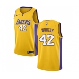 Men's Nike Los Angeles Lakers #42 James Worthy Swingman Gold Home NBA Jersey - Icon Edition