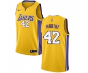 Men's Nike Los Angeles Lakers #42 James Worthy Swingman Gold Home NBA Jersey - Icon Edition