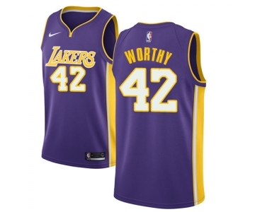 Men's Nike Los Angeles Lakers #42 James Worthy Swingman Purple NBA Jersey - Statement Edition