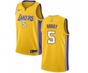 Men's Nike Los Angeles Lakers #5 Robert Horry Swingman Gold Home NBA Jersey - Icon Edition