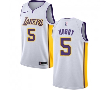 Men's Nike Los Angeles Lakers #5 Robert Horry Swingman White NBA Jersey - Association Edition