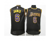 Men's Nike Los Angeles Lakers #6 LeBron James Black Basketball Swingman Association Edition Jersey