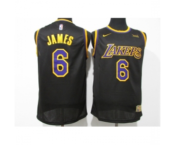 Men's Nike Los Angeles Lakers #6 LeBron James Black Basketball Swingman Association Edition Jersey