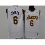 Men's Nike Los Angeles Lakers #6 LeBron James White Basketball Swingman Association Edition Jersey