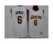 Men's Nike Los Angeles Lakers #6 LeBron James White Basketball Swingman Association Edition Jersey