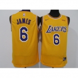 Men's Nike Los Angeles Lakers #6 LeBron James Yellow Basketball Swingman Association Edition Jersey