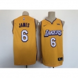 Men's Nike Los Angeles Lakers #6 LeBron James Yellow City Swingman Association Edition Jersey