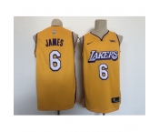 Men's Nike Los Angeles Lakers #6 LeBron James Yellow City Swingman Association Edition Jersey