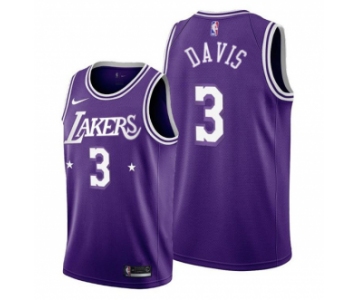 Men's Purple Los Angeles Lakers #3 Anthony Davis 2021-22 City Edition Stitched Jersey