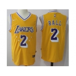 Nike Los Angeles Lakers #2 Lonzo Ball Gold Throwback Stitched NBA Jersey