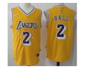 Nike Los Angeles Lakers #2 Lonzo Ball Gold Throwback Stitched NBA Jersey