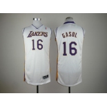 nba los angeles Lakers #16 gasol white[revolution 30]