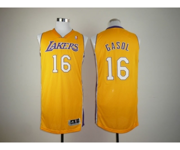 nba los angeles Lakers #16 gasol yellow[revolution 30]