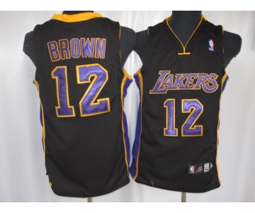 nba los angeles lakers #12 brown black(purple number)