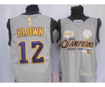 nba los angeles lakers #12 brown grey(commemorative edition)