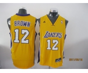 nba los angeles lakers #12 brown yellow[2011 revolution 30]