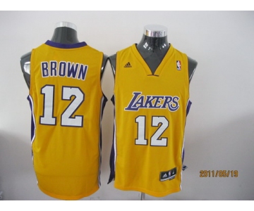 nba los angeles lakers #12 brown yellow[2011 revolution 30]