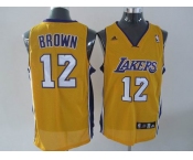 nba los angeles lakers #12 brown yellow(fans edition)