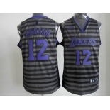 nba los angeles lakers #12 dwight howard grey[black strip]