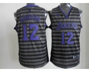 nba los angeles lakers #12 dwight howard grey[black strip]