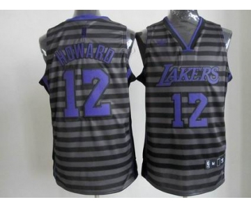 nba los angeles lakers #12 dwight howard grey[black strip]