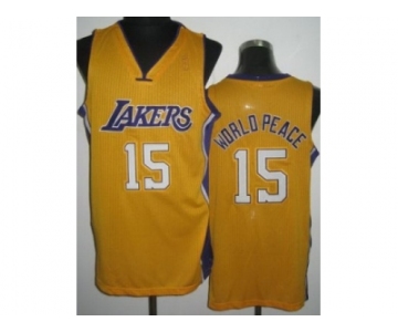 nba los angeles lakers #15 metta worldpeace yellow[revolution 30]