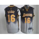 nba los angeles lakers #16 gasol black-grey