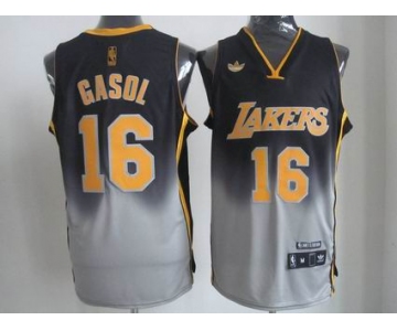 nba los angeles lakers #16 gasol black-grey