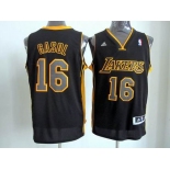 nba los angeles lakers #16 gasol black-yellow[revolution 30 swingman]