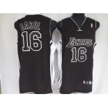 nba los angeles lakers #16 gasol black(black number)