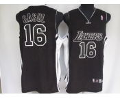 nba los angeles lakers #16 gasol black(black number)