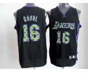 nba los angeles lakers #16 gasol black[camo fashion swingman]