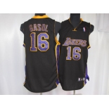 nba los angeles lakers #16 gasol black(purple number)