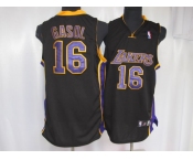 nba los angeles lakers #16 gasol black(purple number)