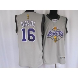 nba los angeles lakers #16 gasol grey