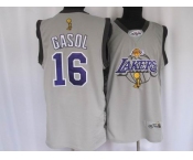 nba los angeles lakers #16 gasol grey