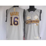 nba los angeles lakers #16 gasol grey(commemorate edition)