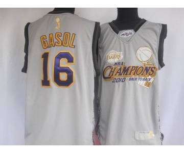 nba los angeles lakers #16 gasol grey(commemorate edition)