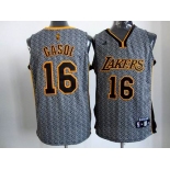 nba los angeles lakers #16 gasol grey[static fashion swingman]