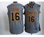 nba los angeles lakers #16 gasol grey[static fashion swingman]