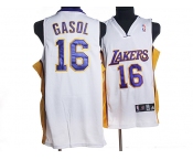 nba los angeles lakers #16 gasol white