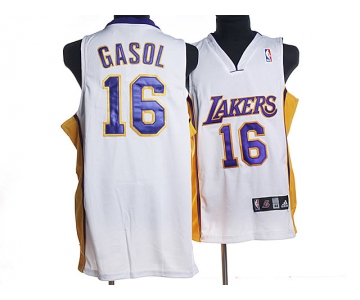 nba los angeles lakers #16 gasol white