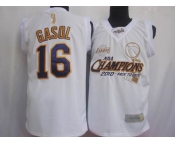 nba los angeles lakers #16 gasol white(commemorate edition)