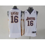 nba los angeles lakers #16 gasol white(fans edition)