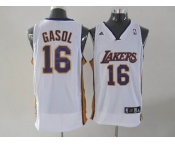 nba los angeles lakers #16 gasol white(fans edition)