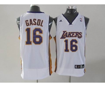 nba los angeles lakers #16 gasol white(fans edition)